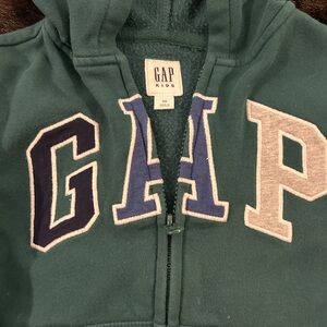 Gap Kids Logo Hoodie XS Green Full Zip Sweatshirt Boys Girls Unisex